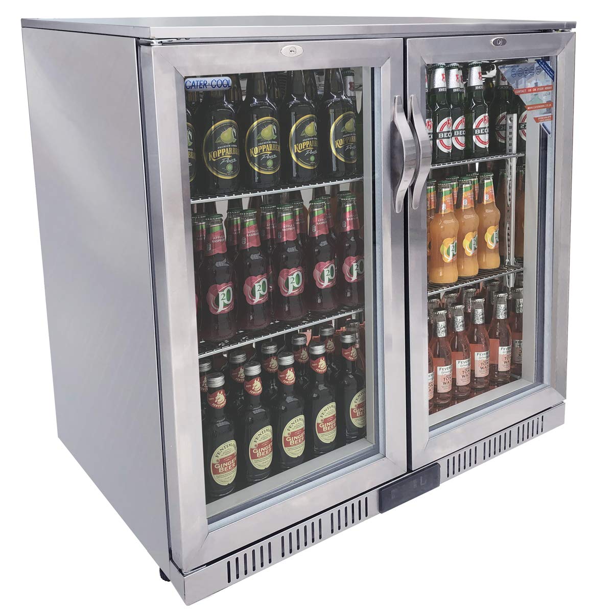 CATER-COOLCK3501LED Double Door Hinged Stainless Steel Bottle Cooler With LED Lighting (UK Mainland Del Only)