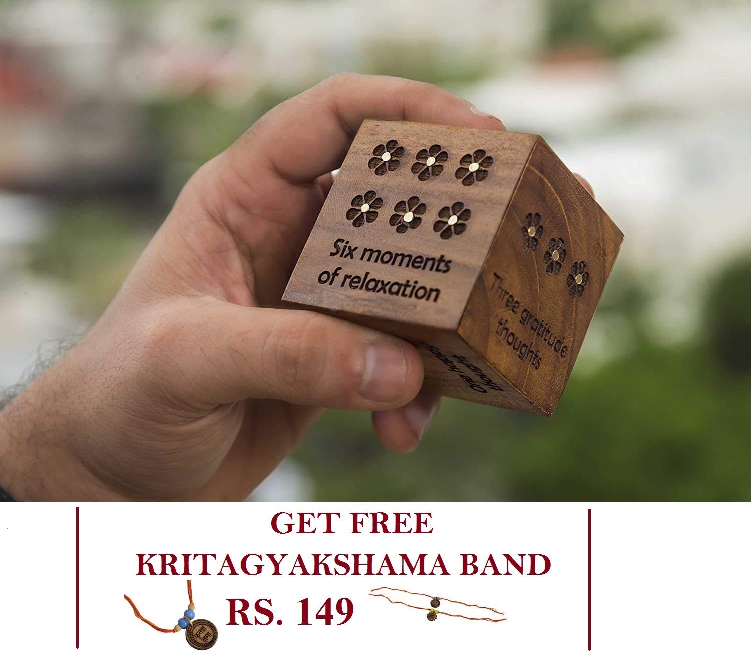 White Light Elements The Now Cube - 6 Dimensions to Awareness Teak Wood Dice Shape Handmade Wooden Cubes for Kids Family Wooden Cubes Decor Teak Wood Home Office DeskDecor