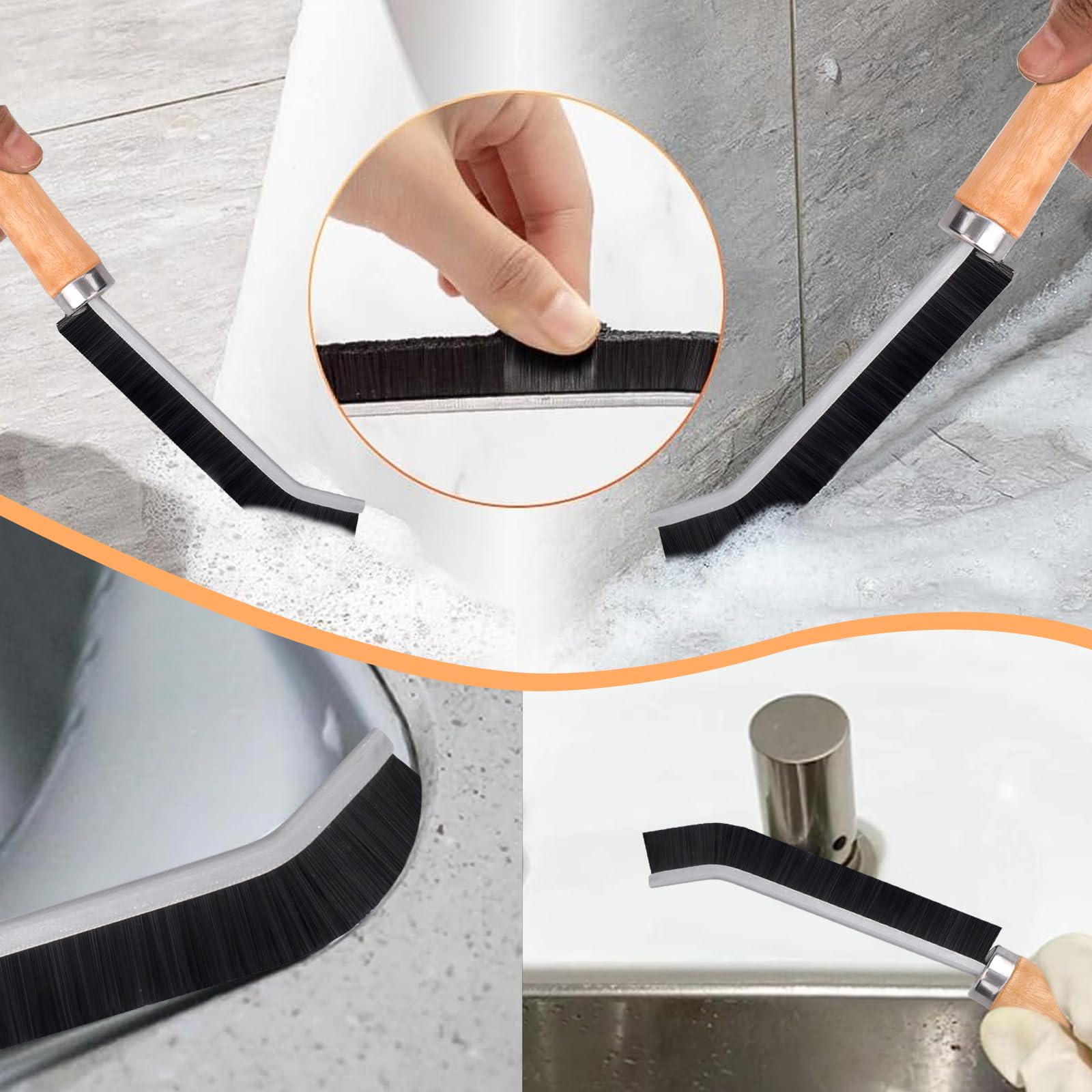 4 Spazzole Per Pulizia Fessure - Kit Per Doccia, Cucina, Bagno Con Setole Dure - Foto 3