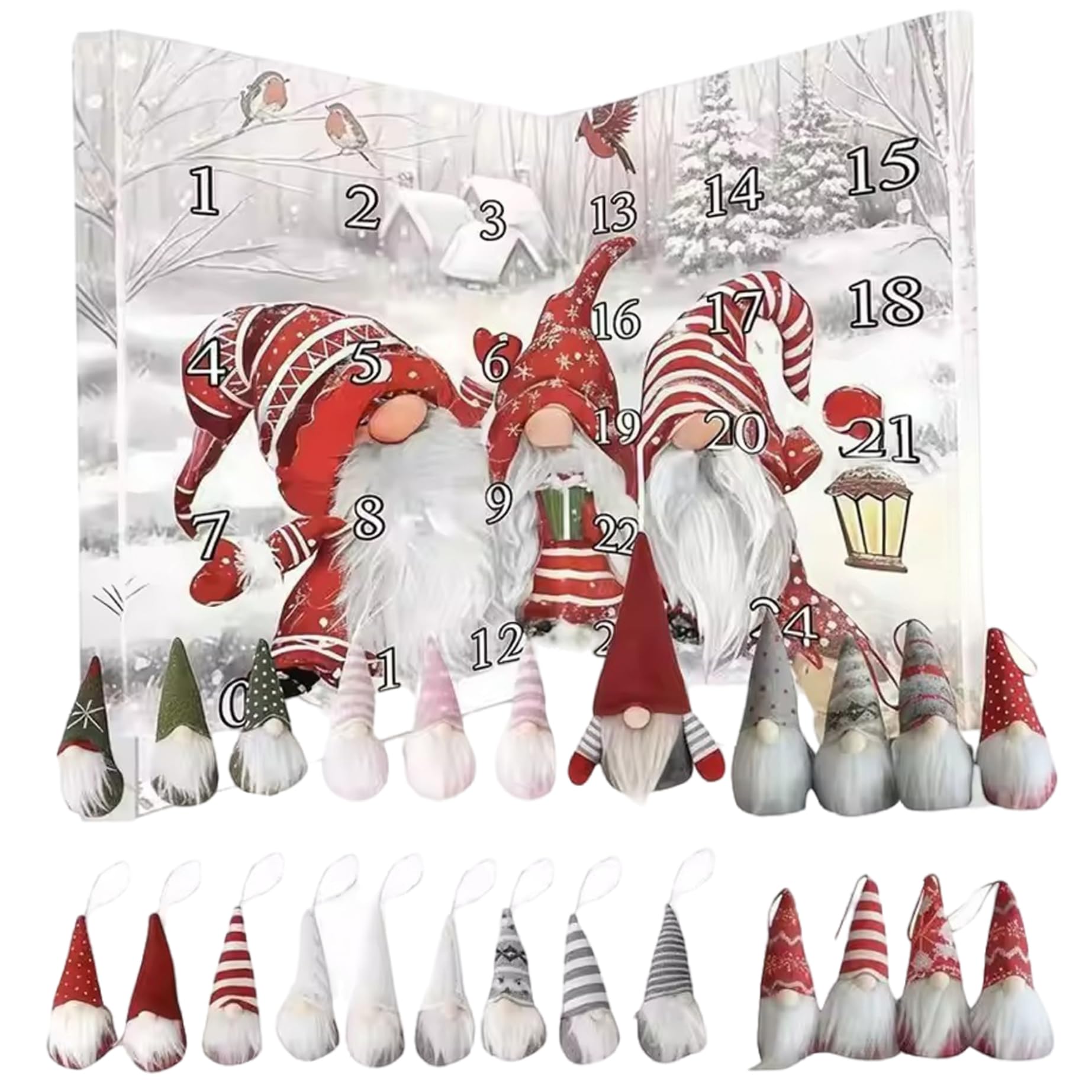 CAKEEYUM Gnome Advent Calendar 2025 24Pcs Collectible Figures Advent Calendar Plush Gnome Decorations for Holiday Girls and Boys, Christmas Countdown, Christmas Cale