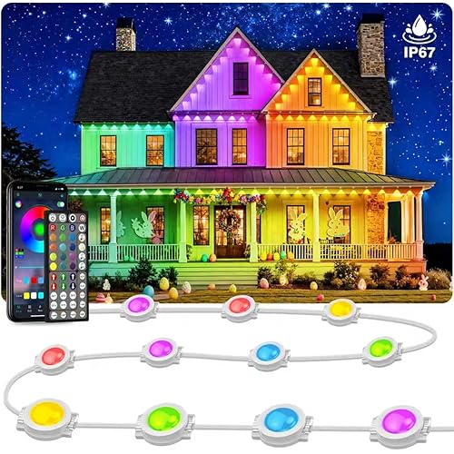 500ft Permanent Outdoor Lights,for House Roof, Christmas, Holiday, Party, Daily Lighting, IP67 Waterproof,RGB Eaves Lights with Multi Scene Modes for Halloween