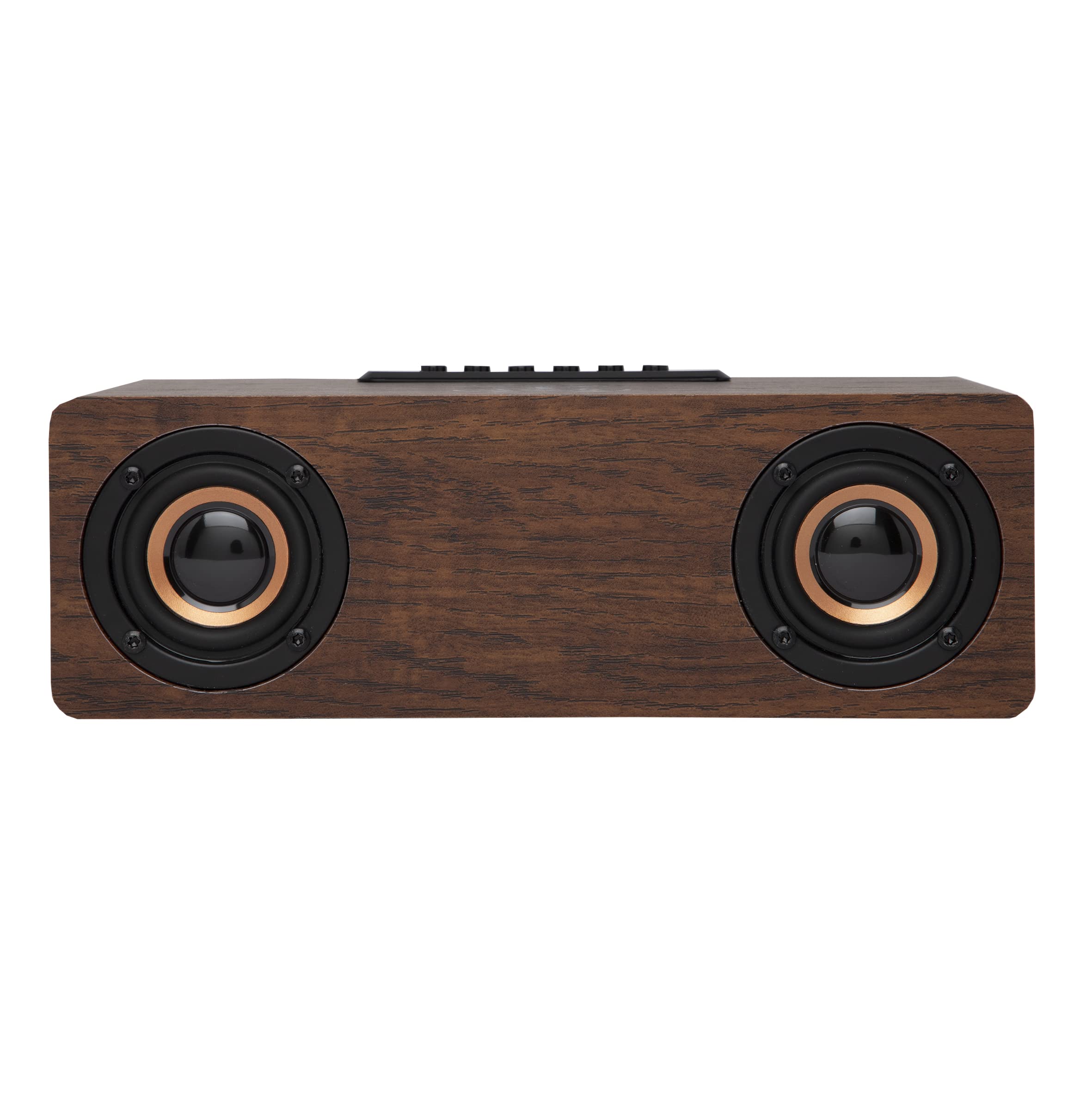 APM Enceinte Bluetooth Réveil Bois avec Radio FM, Chargement sans Fil Induction pour Smartphone,Port de Charge USB, Luminosité Réglable, Réveil Numérique Affichage LED, 425024
