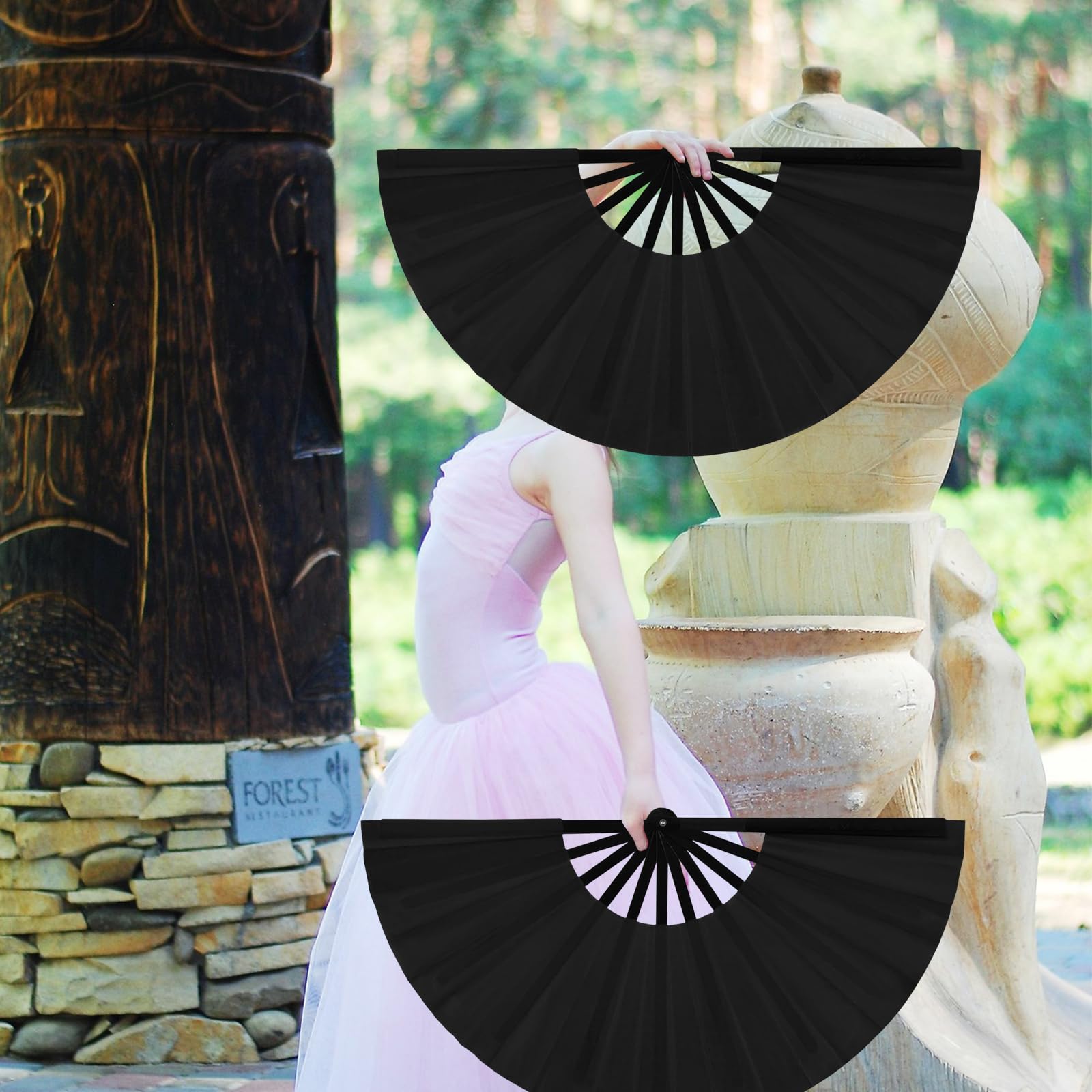 WNWBFM Boots on The Ground Fan,Large Holographic Folding Hand Fan, Clap Fans For Line Dancing,Foldable Craft Holding Laser Colors Hand Fan,Party,Dance Enthusiasts Gift (Black)