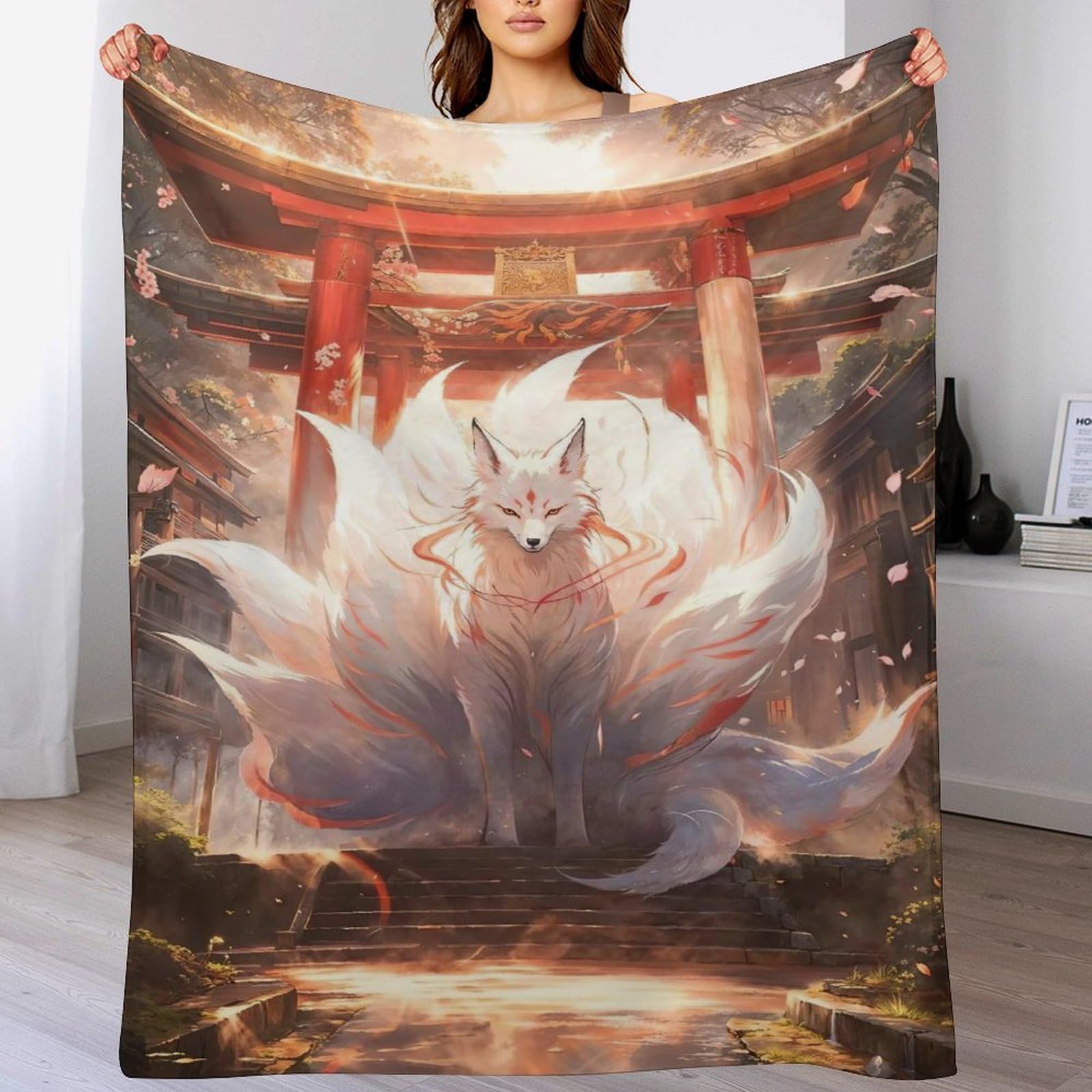Couverture polaire renard en peluche flannel pour lit et canapé douillet