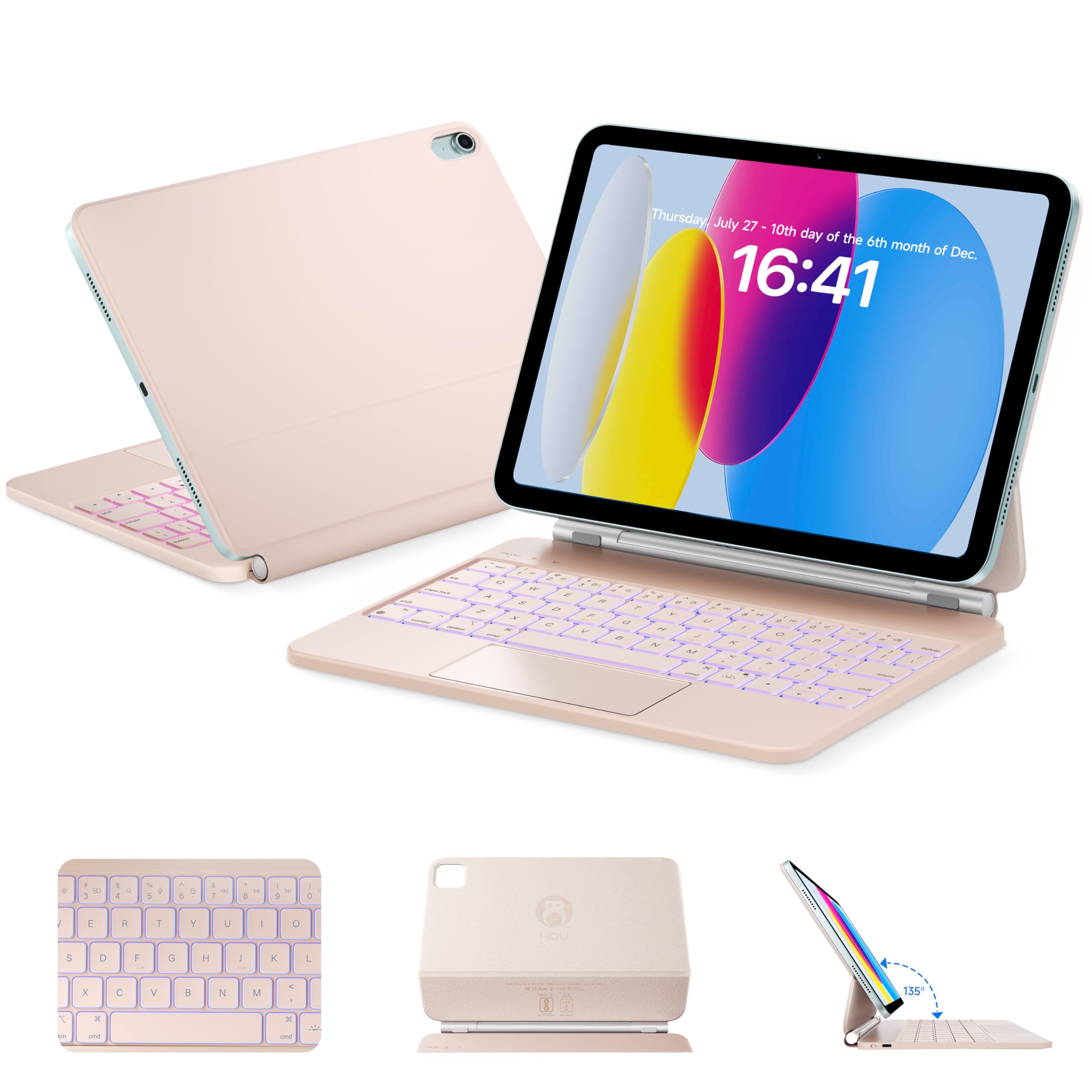 Amazon.com: HOU Magnetic Keyboard Case for iPad 11 (A16)/10, 135