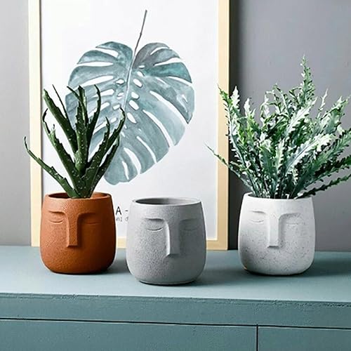 Miniatura 2 de Molde de maceta de forma facial humana para decoración del hogar, molde de silicona para maceta, molde de hormigón, herramienta de fundición de