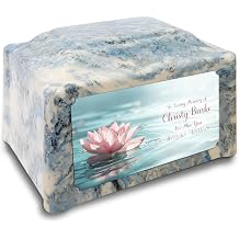 GetUrns Devotion Diamond Adult Cremation Urn for Human Ashes Sky Blue, Large, Lotus