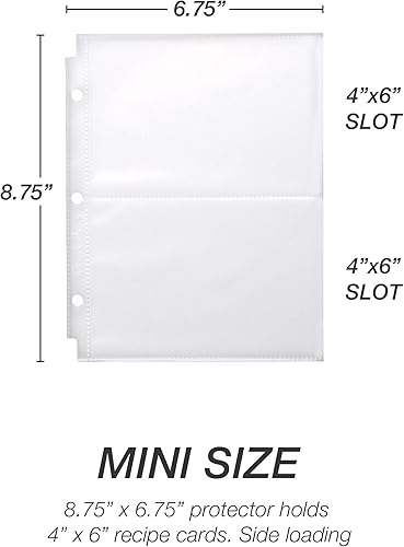 Vista 25 de Samsill Protectores de páginas para tarjetas de recetas de 8.5 x 11 pulgadas, 25 unidades, 2 hojas de carga lateral de bolsillo para carpetas de 3