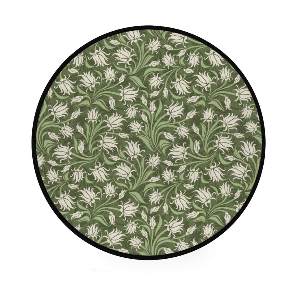 Tapis moelleux pour sol glissant : paillasson rond floral CHEHONG