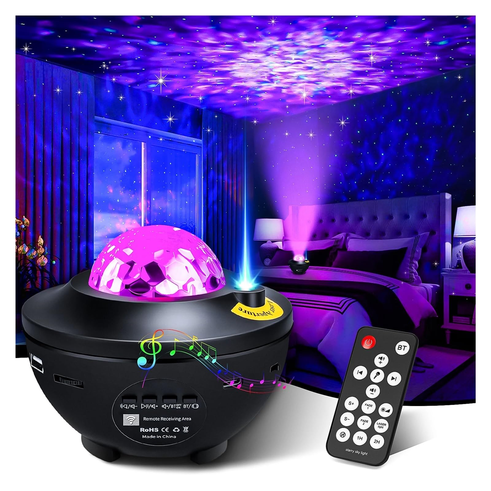 Proiettore Stellato Luce Notturna Galassia Bambino Bluetooth USB Lettore Musicale Stella Oceano Romantico Lampada Regali Crea Un'Atmosfera