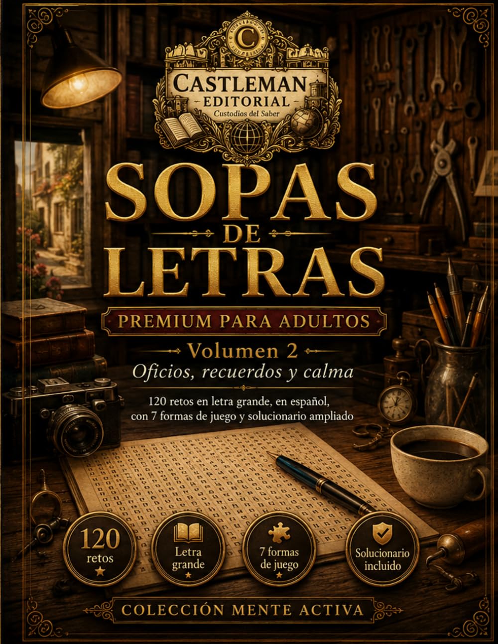 Sopas de Letras Premium para Adultos. Volumen 2: Oficios, recuerdos y calma