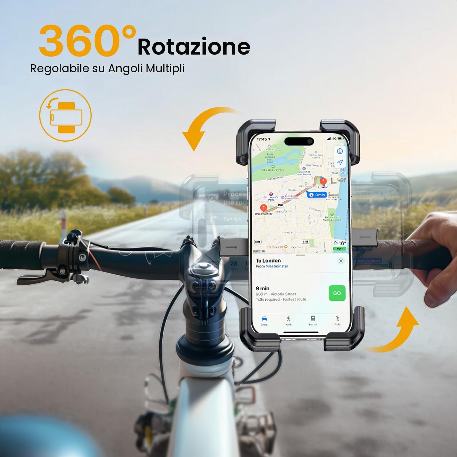 Miracase Supporto per cellulare universale per motorino, scooter, moto, compatibile con iPhone Pro 16/15/14 Pro Max e Samsung S25/S24/S23 Ultra