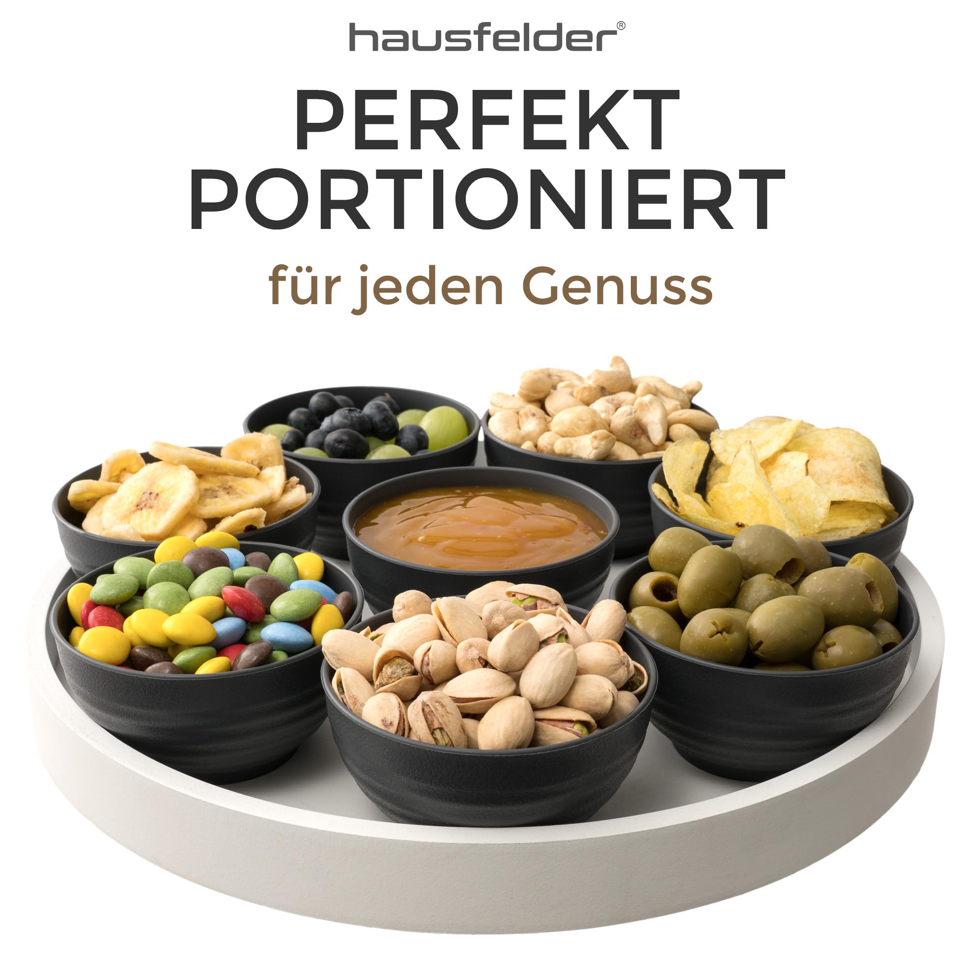 Hausfelder Raclette Schälchen Set 12, 12 Stück, Schwarz | 12 Stück, spülmaschinenfest, Raclette, Schälchen, Kleine, Dipschalen, Schwarz, Zubehör, Snackschalen, Tapas