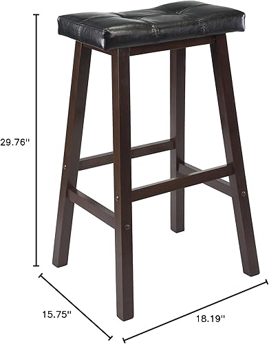 Miniatura 3 de Taburete con cojín Winsome Mona de 24 pulgadas, Madera, Nogal Antiguo