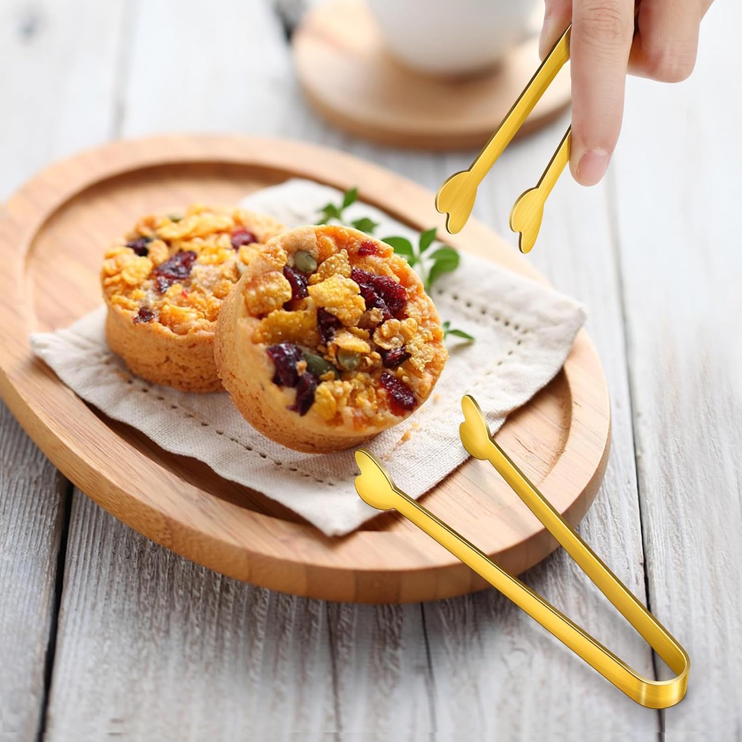 8 PCS Gold Mini Serving Tongs, 4.88 Inch Small Metal Kitchen Charcuterie Tongs, Stainless Steel Sugar Cube Ice Tong for Coffee Bar, Tea Party, Desserts Party, Ice Bucket and Sugar