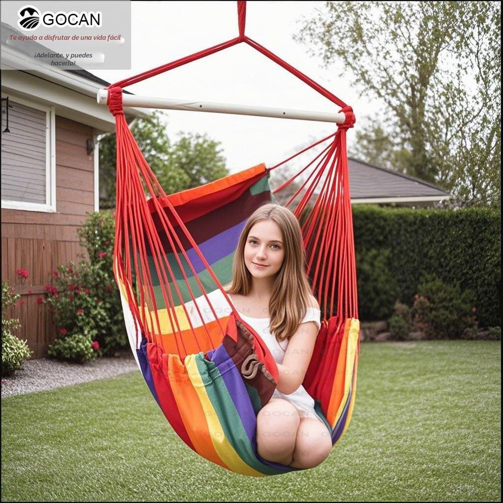 GOCAN Hamaca grande 150 x 110 cm, peso máximo de 150 kg, algodón, rojo (silla colgante)
