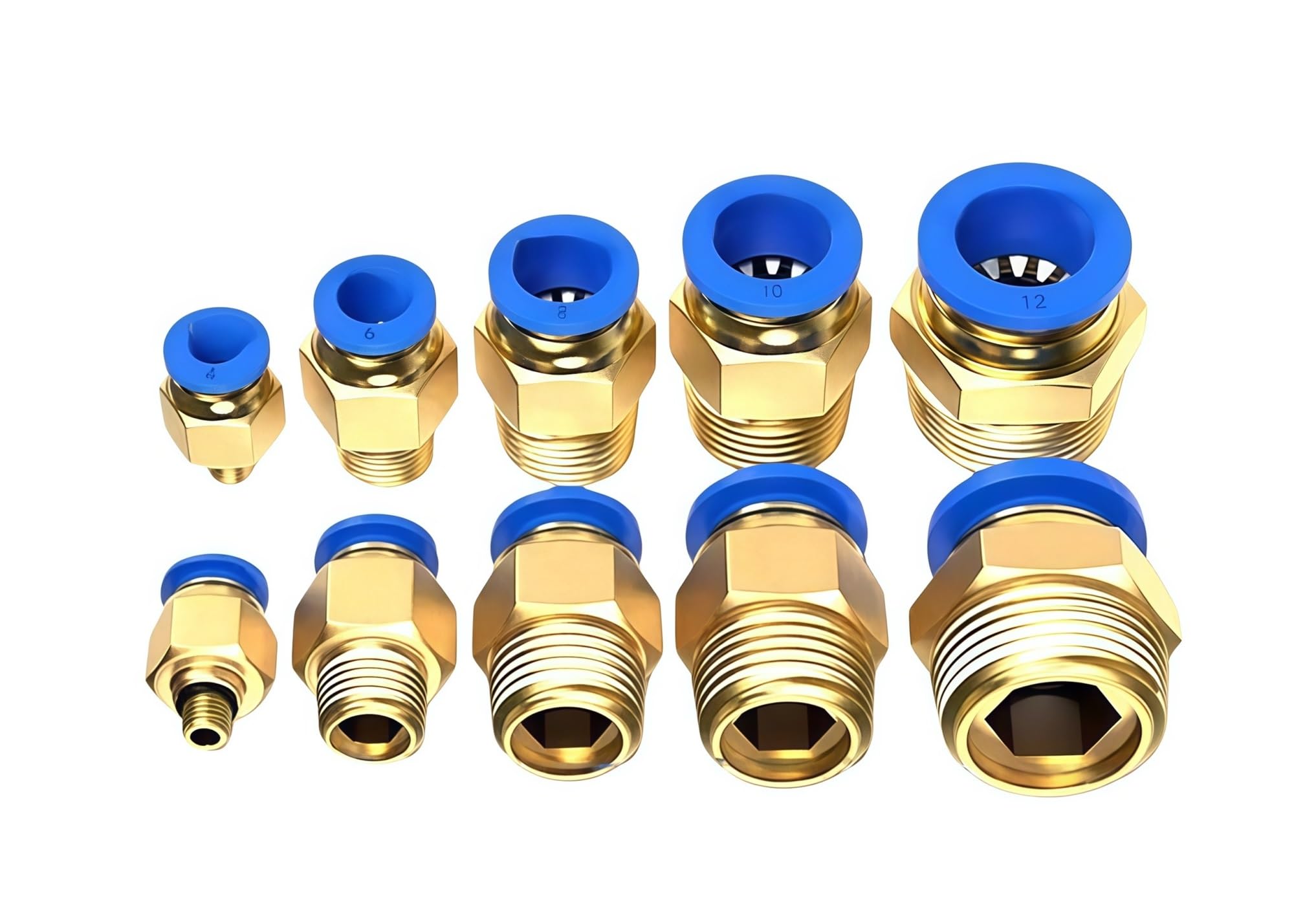 Raccordo pneumatico Connettore aria PC 4/6/8/10/12mm Filettatura 1/8 "1/4" 3/8 "1/2" Raccordi for tubi flessibili Connettori rapidi 10/50PCS(PC12-01,50 PCS)