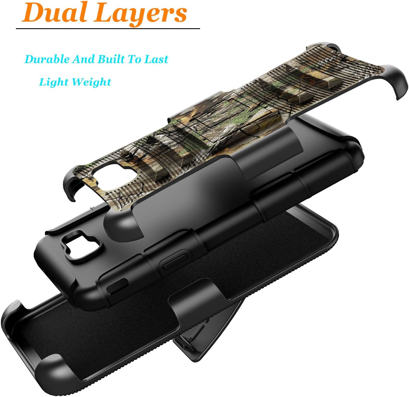 Galaxy J3 Emerge Case, Galaxy J3 Prime Case, Galaxy J3 2017 Case, Galaxy J3 Luna Pro Case, Galaxy J3 Eclipse Case, J3 Mission/Amp Prime 2/Express Prime 2/Sol 2,Combo Holster+[HD Screen Protector]-Camo