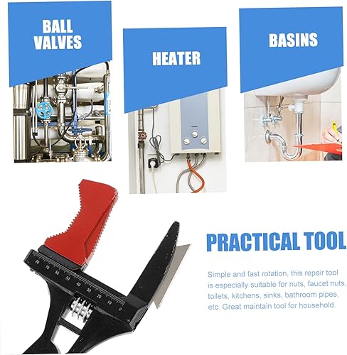 Miniatura 2 de Uonlytech 1 Unidades Llave de fregadero Llave Spud ajustable Herramientas de mano resistentes Llave de mantenimiento ajustable Multiherramientas