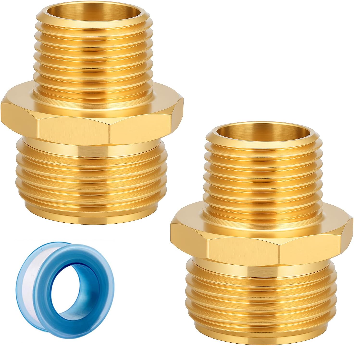 Garden Hose Adapter Fittings Solid brass Connectors Hose conversion pipe connection 3/4" GHT Male to 1/2" NPT Male (2 Pcs)