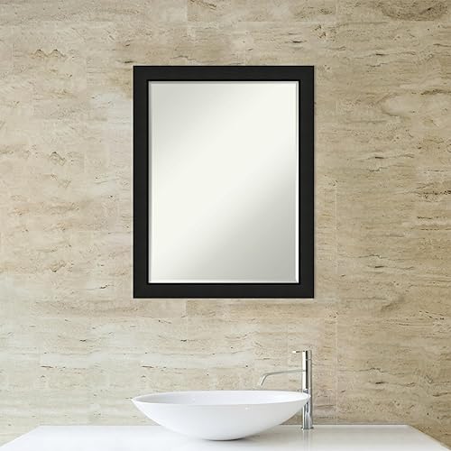Miniatura 6 de Amanti Art Espejo de baño de madera, espejo de pared estrecho negro medianoche para usar como espejo de tocador de baño sobre el fregadero (27 x 21
