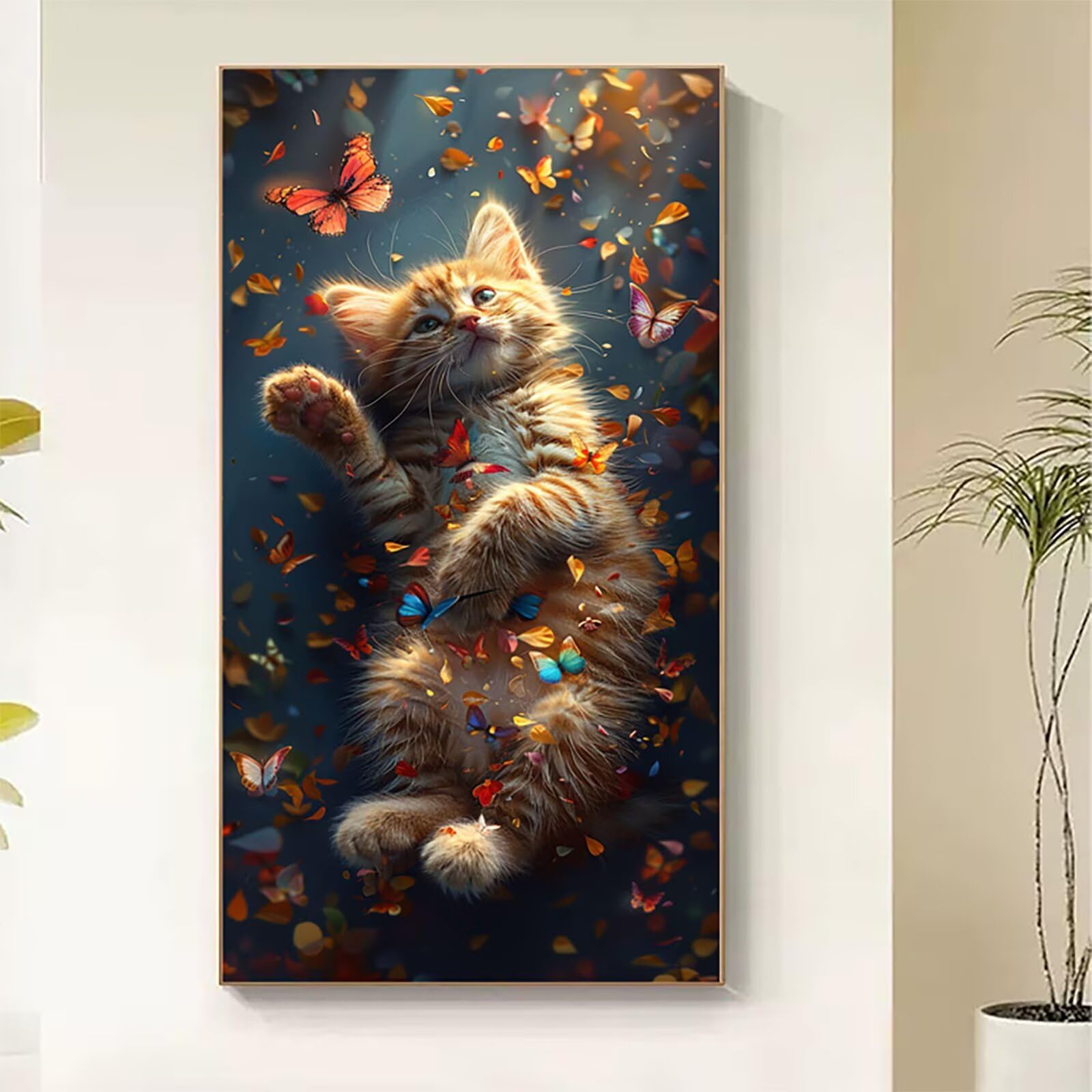 Dipingere con i Numeri Adulti Gatto, Dipingere con i Numeri Farfalla, Fai da te Paint by Numbers per Principianti, Hobby Creativi Adulti, Painting by Numbers per Decorazioni Casa 70x140cm 8-2512