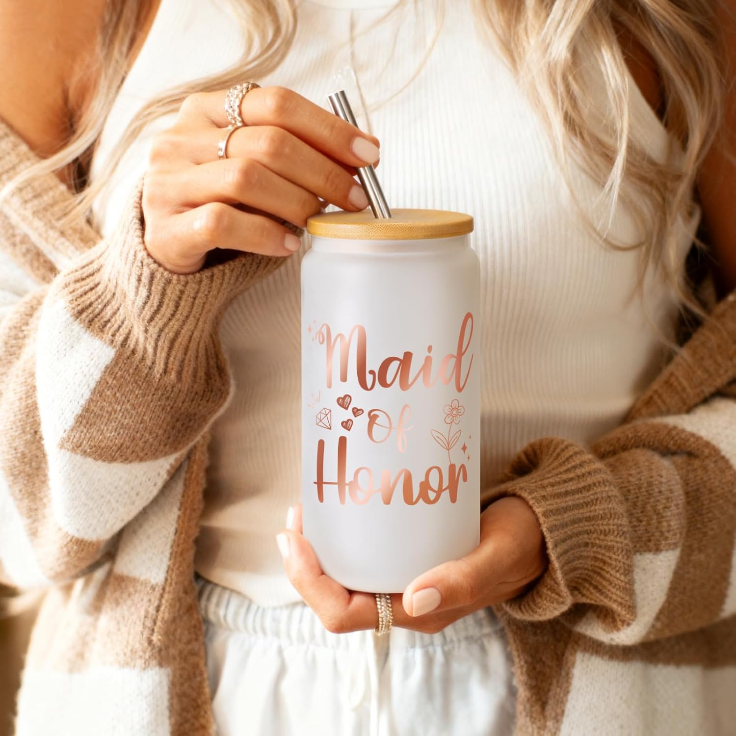 12 PCS Maid of Honor Proposal Gifts, Will You Be My Maid of Honor Proposal Box Set, Bridal Shower & Pre Wedding Spa Self Care Gift with 16oz Glass Candle & Hand Cream Card - Image 2