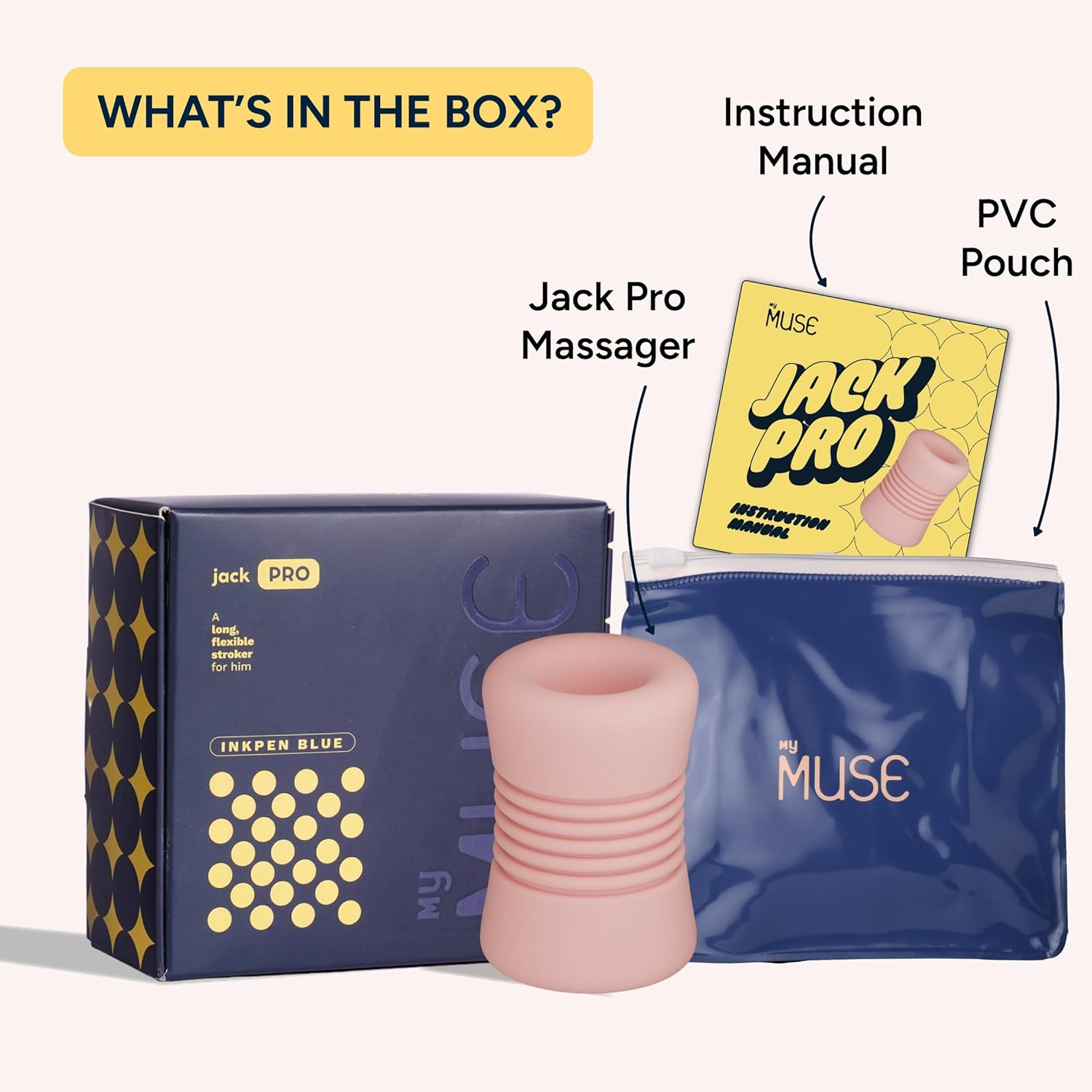 MyMuse Jack Pro Body Massager - Men, Durable & Body Safe material, Long & Flexible, Stress Relief & Relaxation, Waterproof, Non-Electric - Brushed Suede MyMuse Jack Pro Body Massager - Men, Durable & Body Safe material, Long & Flexible, Stress Relief & Relaxation, Waterproof, Non-Electric - Brushed Suede