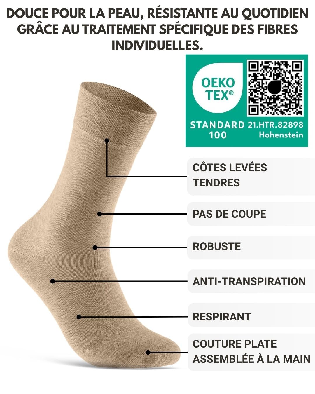 10 Paires Chaussettes Homme Femme Coton Confortable Respirantes