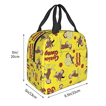 Amazon | おさるのジョージ 保冷 がま口 ランチバッグ ブラック