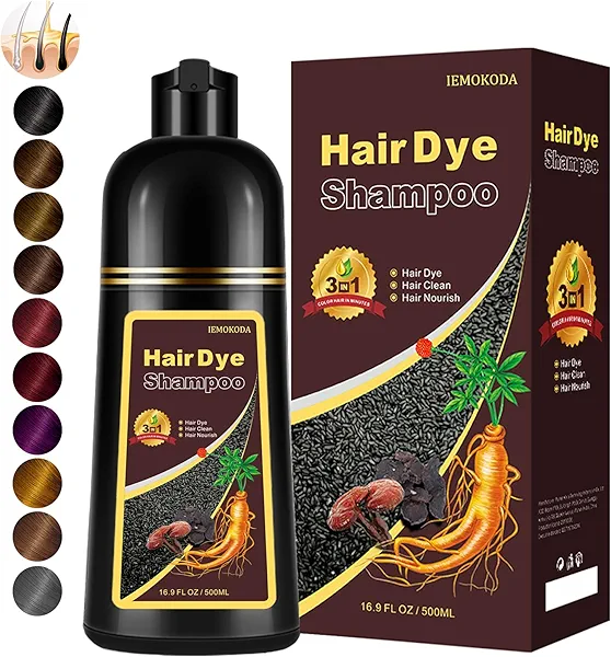 Fedulili Instant Dark Brown Hair Dye Shampoo for Gray Hair 3 in 1, Natural Hair Color Shampoo for Women Men, Easy to Use, 100% Coverage Long Lasting Hair Dye 16.9 Fl Oz (Dark brown)