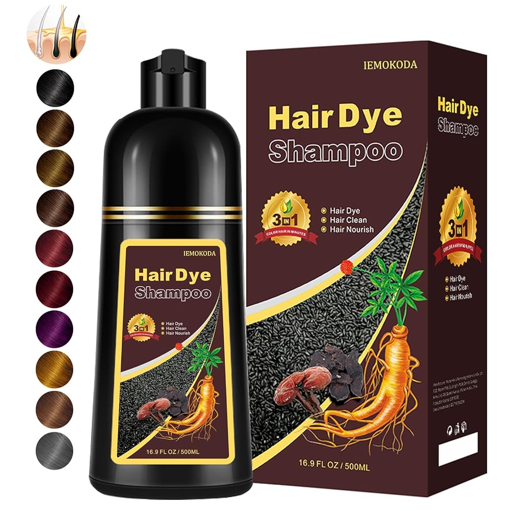 Fedulili Instant Dark Coffee Hair Dye Shampoo for Gray Hair 3 in 1, Natural Hair Color Shampoo for Women Men Brown Colors in 10-15 mins, 100% Cover Long Lasting Hair Dye 16.9 Fl Oz (Dark coffee)
