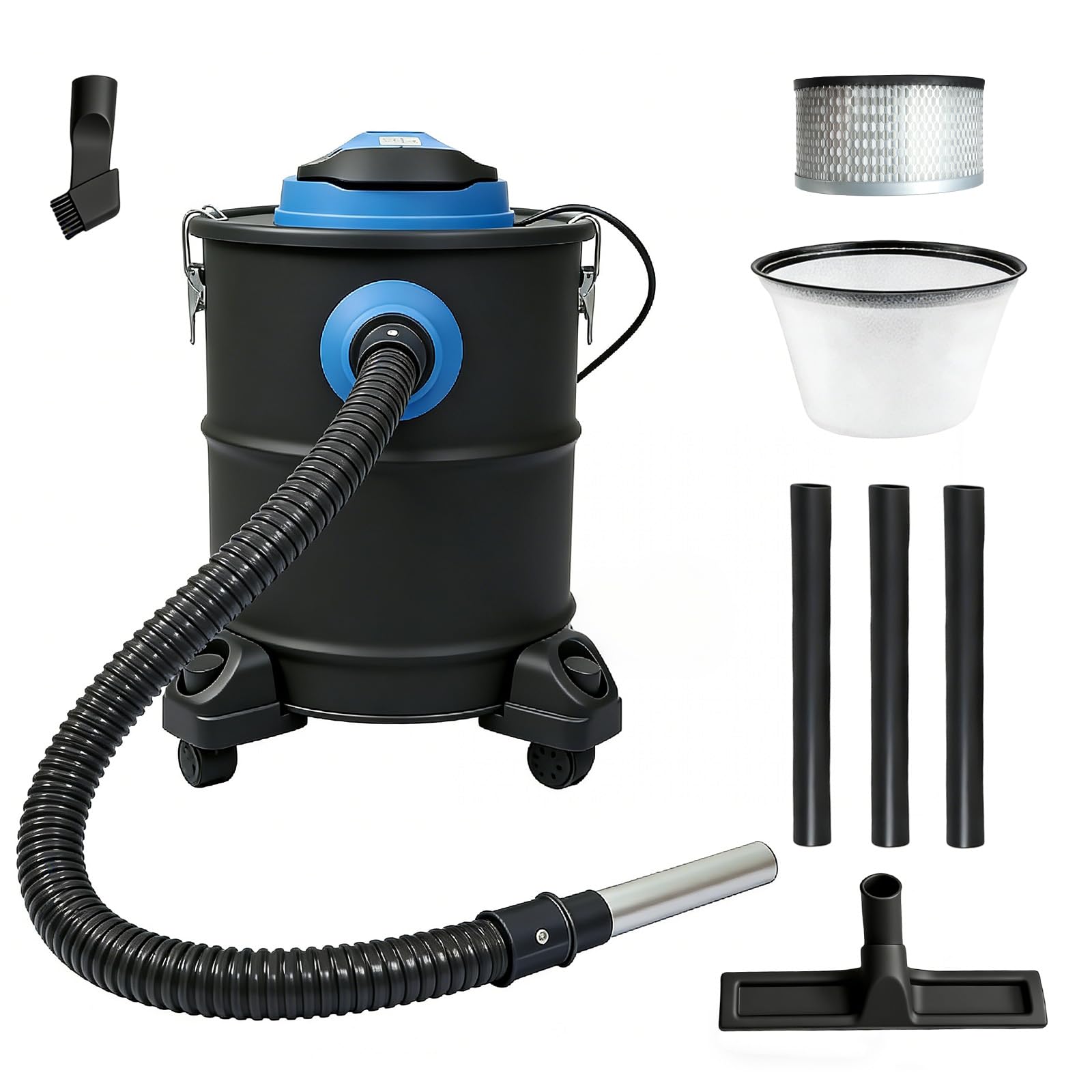 Spector Ash Vacuum Cleaner, Wet Dry Vacuum 1200W with Blower, 20kPa Suction, 20L Metal Canister & HEPA Filter for Fireplace, Pellet Stove, BBQ, Workshop