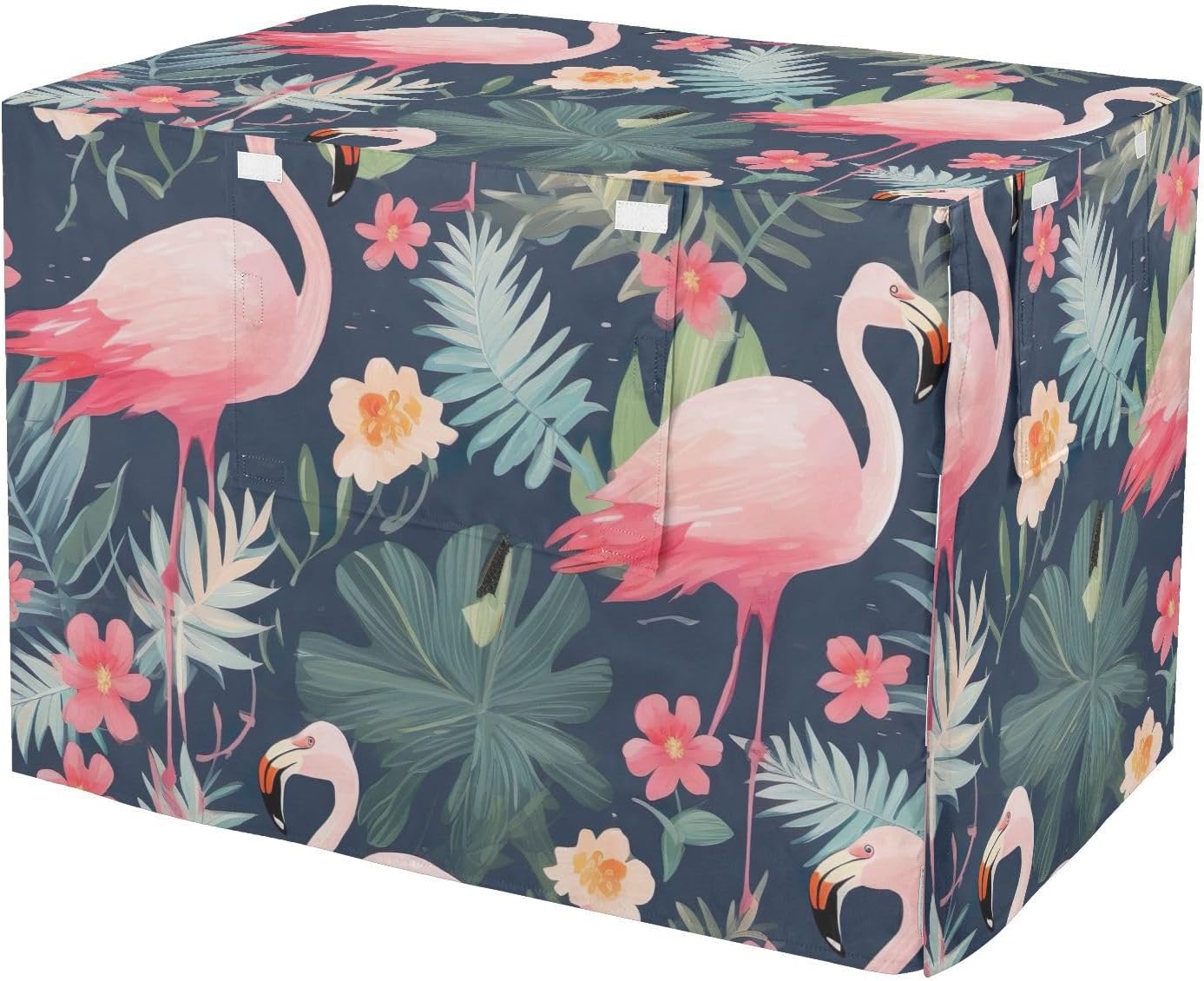 Pink Flamingo Leaves Dog Crate Cover Windproof, S-XL Breathable Crate Cover for Pet Owners, Large