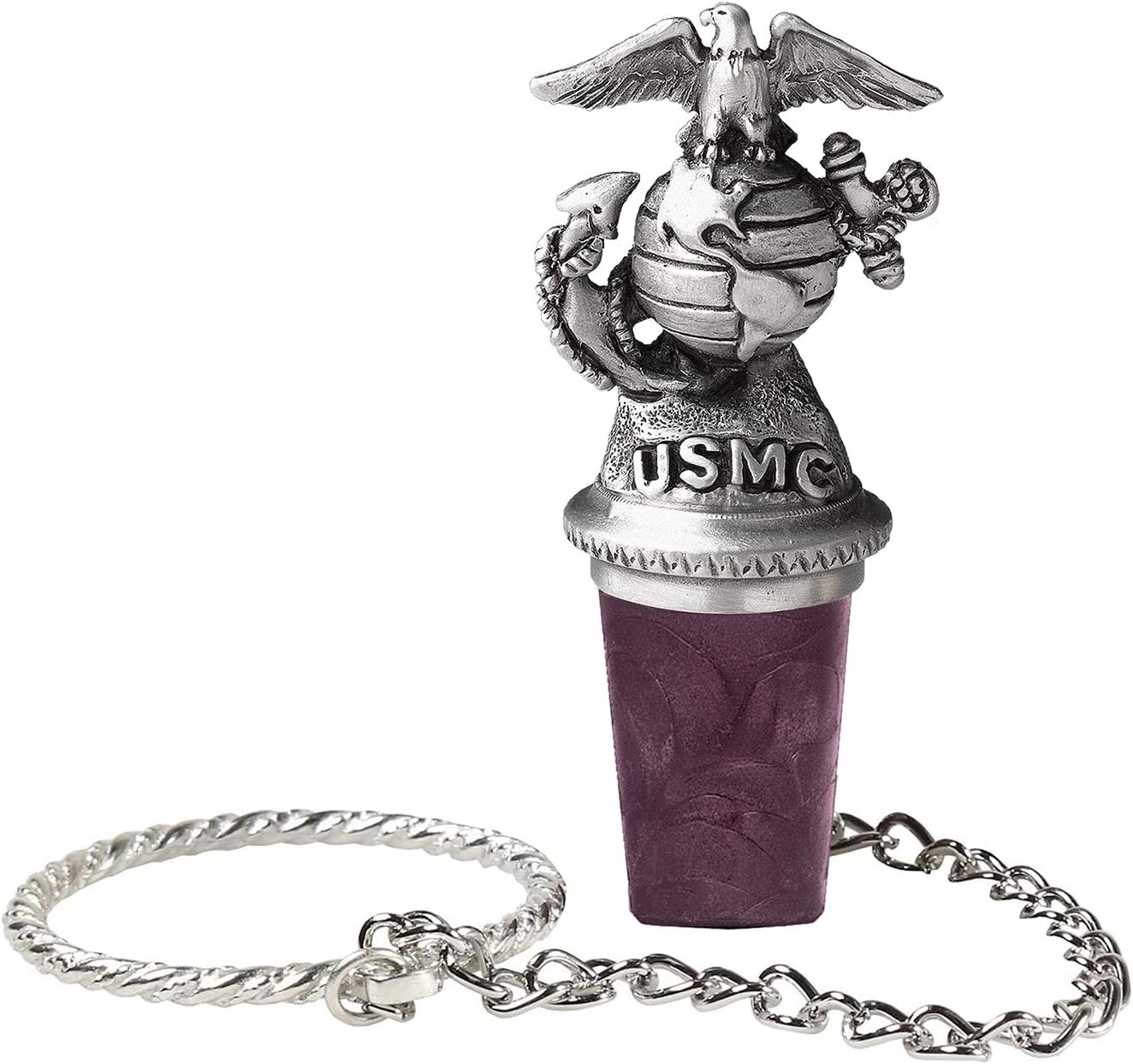 Marines Bottle Stopper, Eagle Globe & Anchor | Bottle Topper for Wine, Liquor | Expertly Crafted Pewter Reusable Wine Cork