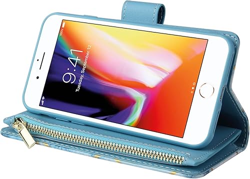 Miniatura 10 de UEEBAI Funda tipo cartera para iPhone SE 2022 5GiPhone 7iPhone 8iPhone SE 2020, bolsillo de piel sintética de alta calidad, cierre magnético, funda