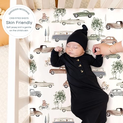 Vista 66 de GRSSDER Juego de 2 sábanas elásticas ultra suaves para moisés, ajuste universal para moisés, cesta de moisés, colchón rectangular ovalado, seguro