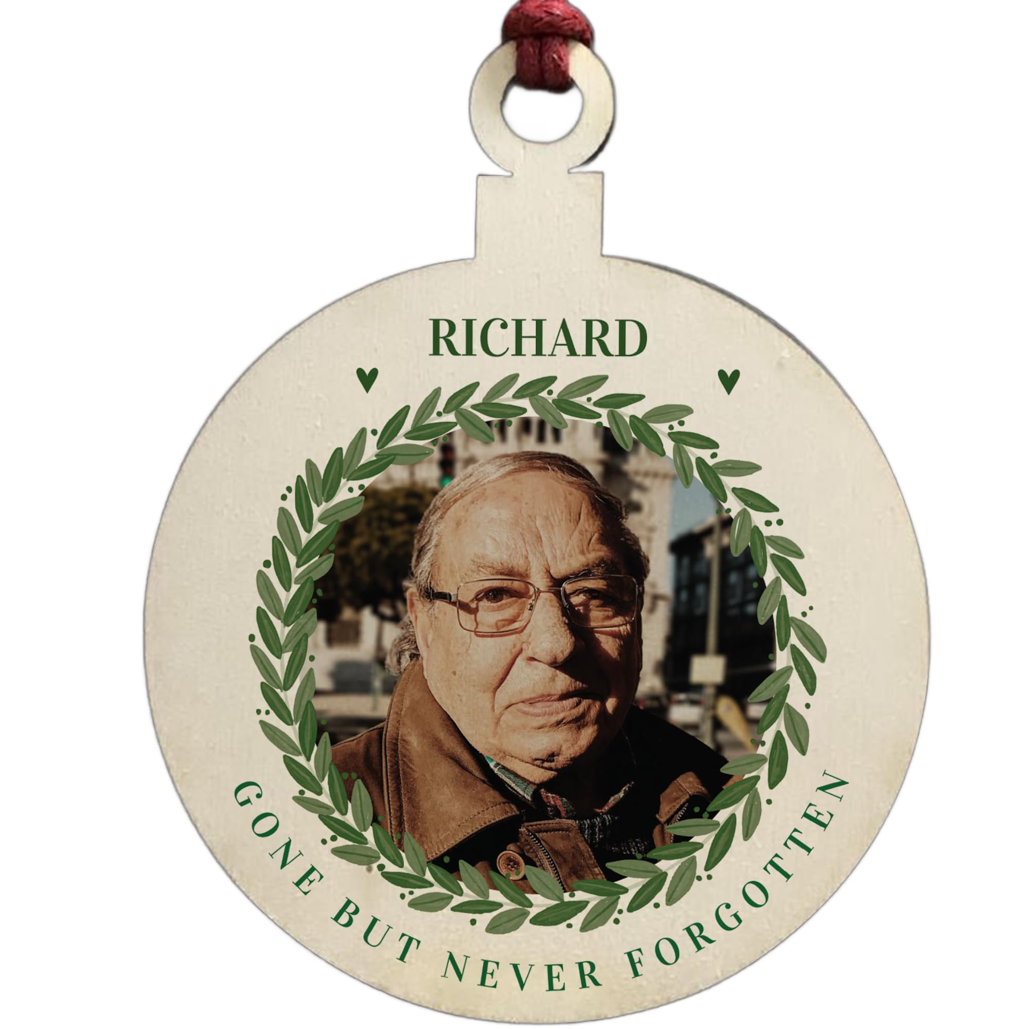 Personalised Photo Memorial Gift Wooden Tree Decoration Rememberance Gift