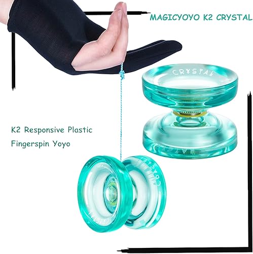 Miniatura 4 de MAGICYOYO Responsive YoYo K2-Plus Crystal Green + 25 Cuerdas Yoyo