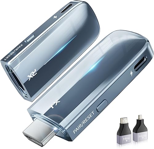 2026Upgrade Wireless HDMI Transmitter and Receiver 328FT/100M, Low-Latency Dual-Band 5.8+2.4G LDS Antenna, 4K Decode 10Bit 1.08 Billion Hues Display Video and Audio to Monitor from PC/Projector/TV Box