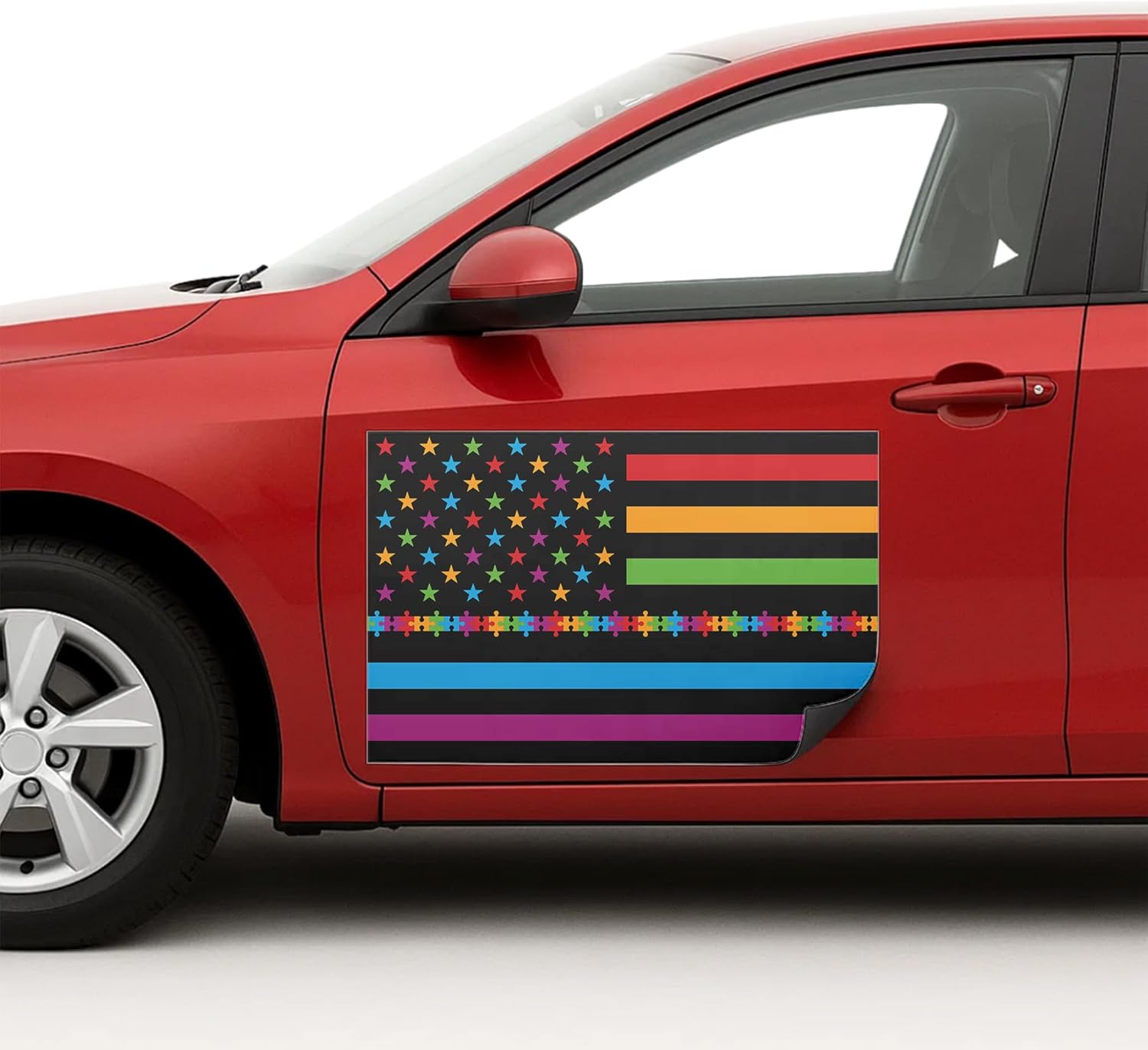 Autism Awareness Flag Car Magnet Sign by DC | Flexible Car Magnetic Sheets with Adhesive Backing | 18"x24" Bumper Magnet Sticker for Vehicles, Trucks & Business Advertising Signs | 2 PC | Made in USA