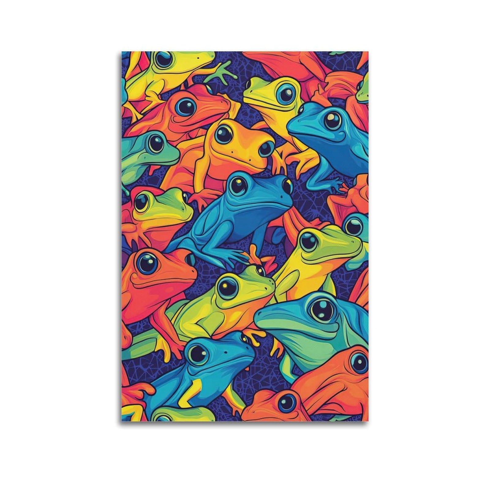 ZSZWHJ Animal Poster Swarm of Frogs Poster Decorative Painting Canvas Wall Posters And Art Picture Print Modern Family Bedroom Decor Posters 20x30inch(50x75cm)