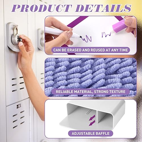 Miniatura 3 de Timgle Juego de casilleros magnéticos de 8 piezas, incluye papel tapiz magnético, espejo de casillero, organizador de alfombras, pizarra blanca,