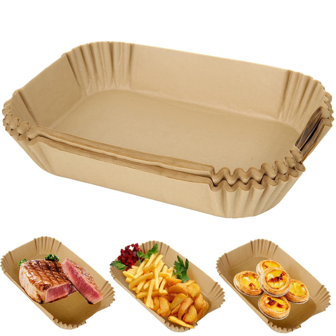 DUXMUZZ Air Fryer Disposable Paper Liners, 100PCS Air Fryer Liners for Ninja AF300UK AF400UK and Dual Zone Air Fryer