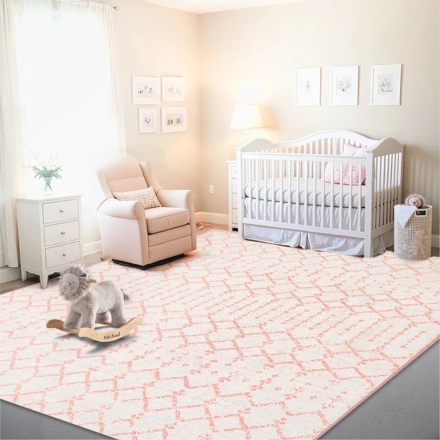 Istana 9x12 Area Rug - Pink 9 x 12 Area Rugs for Living Room - Foldable 9x12 Rugs for Bedroom/Living Room Rug - Stain Resistant Washable Rugs -