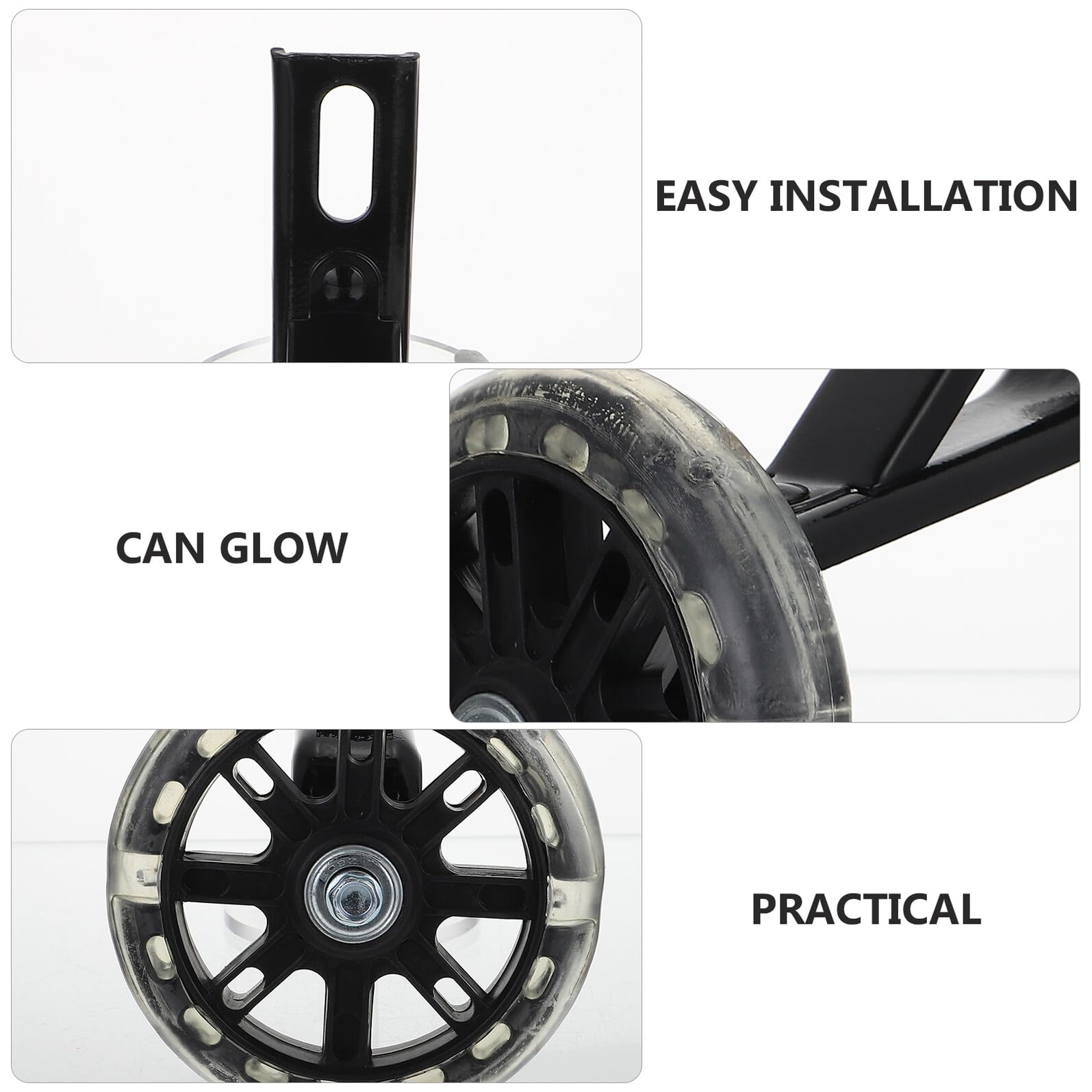 Luminous Children Training Wheels with PU Tires And Carbon Steel Brackets Anti-roll Support for Bikes Enhance Balance And Confidence for Beginners