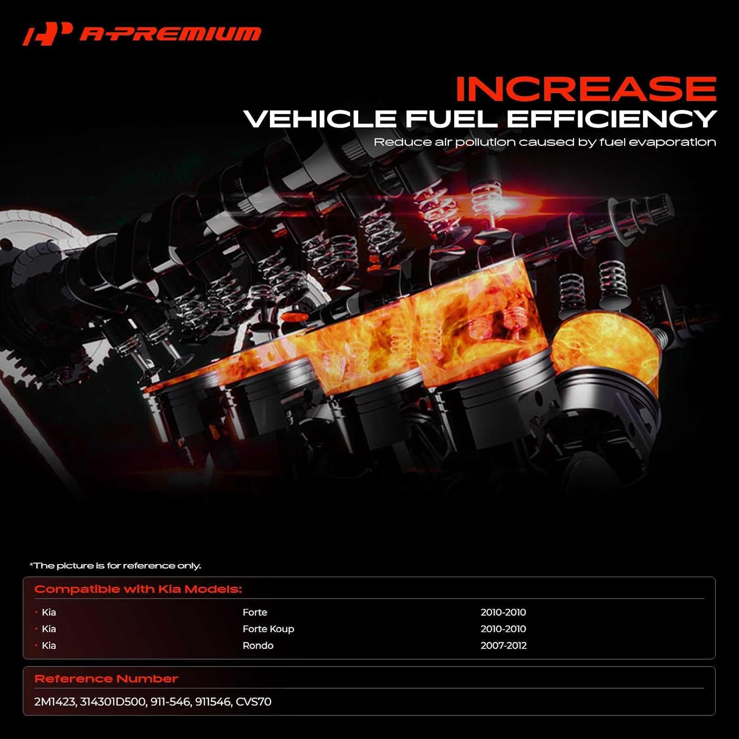 A-Premium Vapor Canister Vent Solenoid Valve Compatible with Kia Forte 2010, Rondo 2007-2012, Forte Koup 2010, Canister Close Valve Assembly