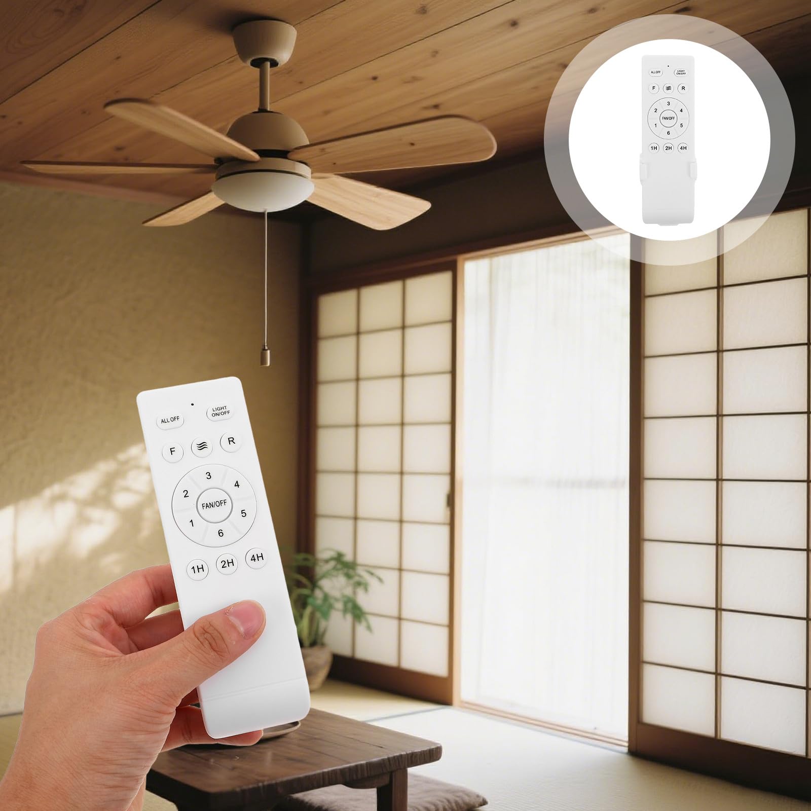 OSALADI Kit de Control Remoto Universal para Ventilador de Techo, con Temporizador de 1/2/4 Horas Y 6 Velocidades, Compatible con Techos de Repuesto para Dormitorio Y Sala de Estar.