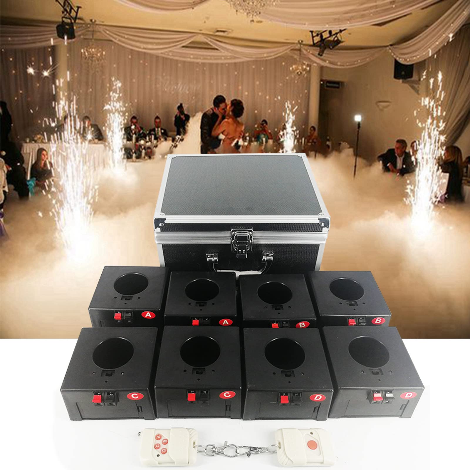 8 StüCk Kalter Pyrotechnischer EmpfäNger, Funkfernsteuerungssystem, Mit SchutzhüLle/Fernbedienungen, FüR Hochzeit/Party/BüHne Schaffen Eine Feurige AtmosphäRe