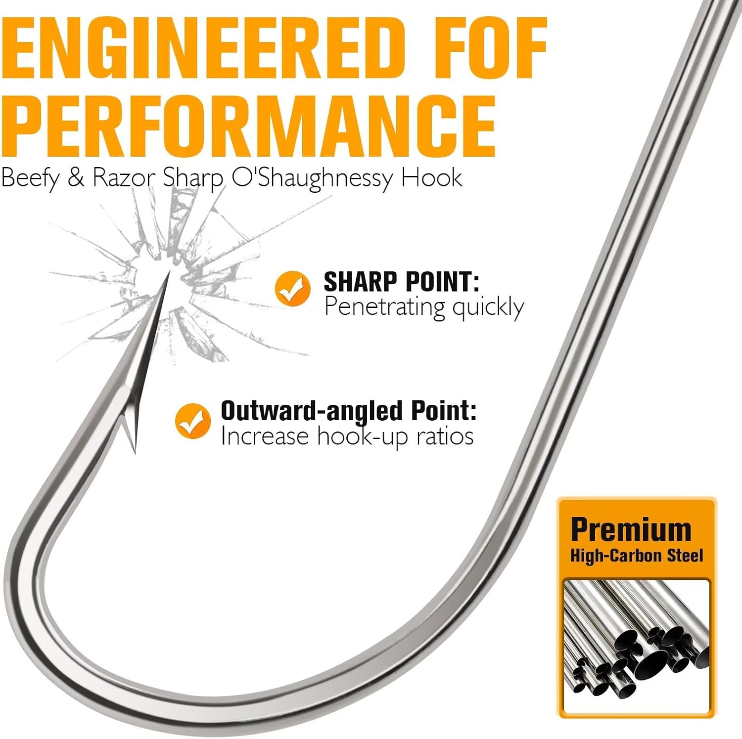 Fishing Hooks Saltwater O'Shaughnessy Fishing Hooks 100/80/70/60/50pcs Stainless Steel Forged J Hooks Trolling Sea Bass Striper Cod Bluefish Striped Bass 1# 2# 4# 6# 1/0-8/0